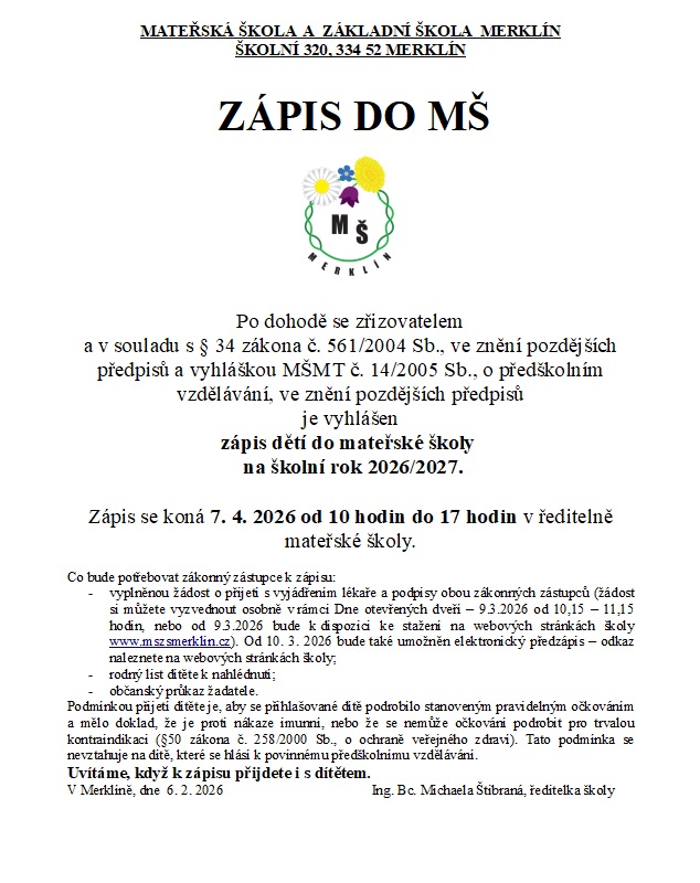 zápis MŠ